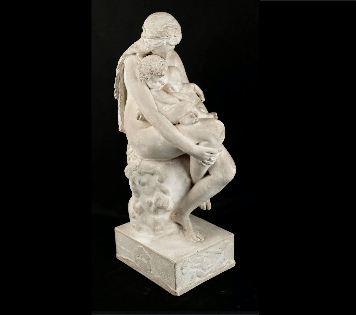 Auguste-hyacinthe Debay - The First Cradle - Signed, Dated 1845 - Patinated Plaster --photo-2