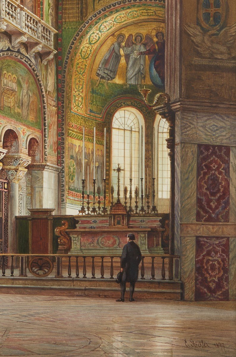 Intérieur De La Basilique San Vitale, à Ravenne, Italie - 1877 - Emmanuel Ritter VON STOCKLER-photo-3