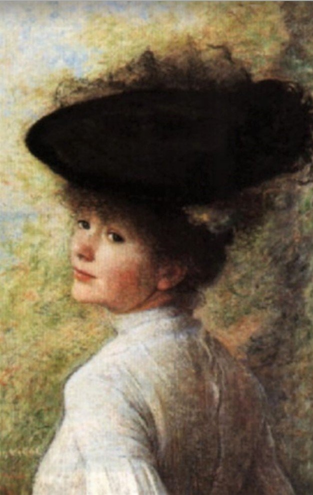 Eugène Vincent Vidal - Portrait Of His Daughter - Charcoal And Chalk Drawing - 1899-photo-3