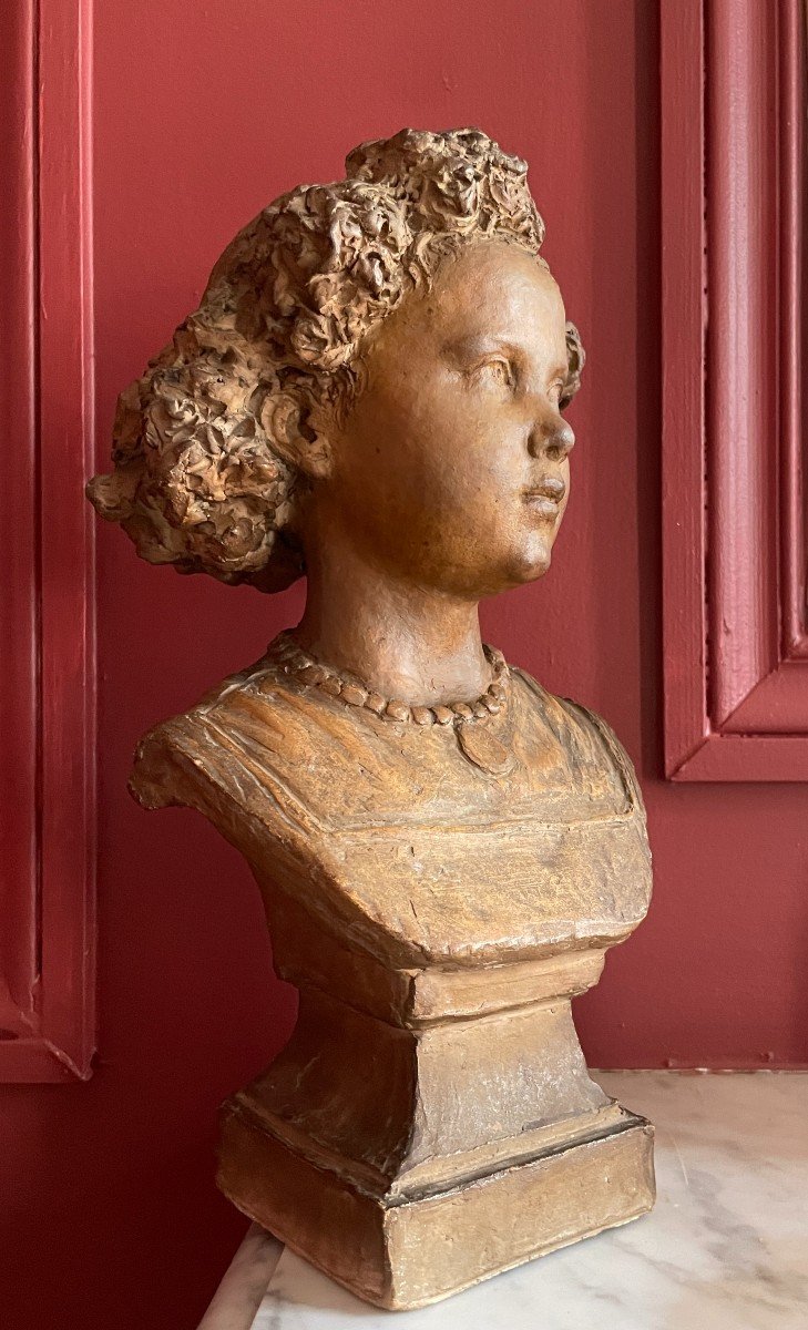 Jules Blanchard - Portrait Of A Child - Terracotta Bust - 1867 --photo-2