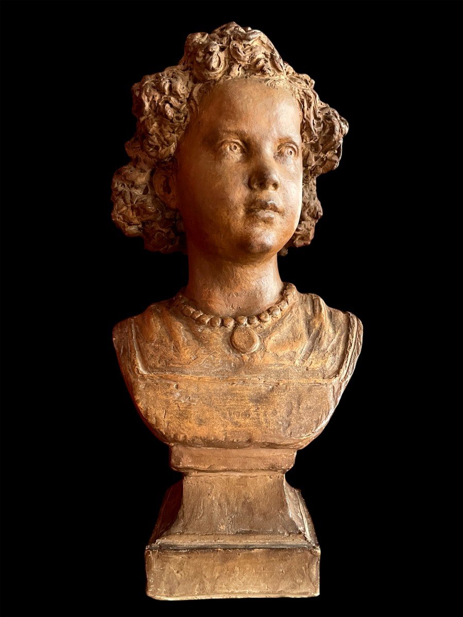 Jules Blanchard - Portrait Of A Child - Terracotta Bust - 1867 --photo-3