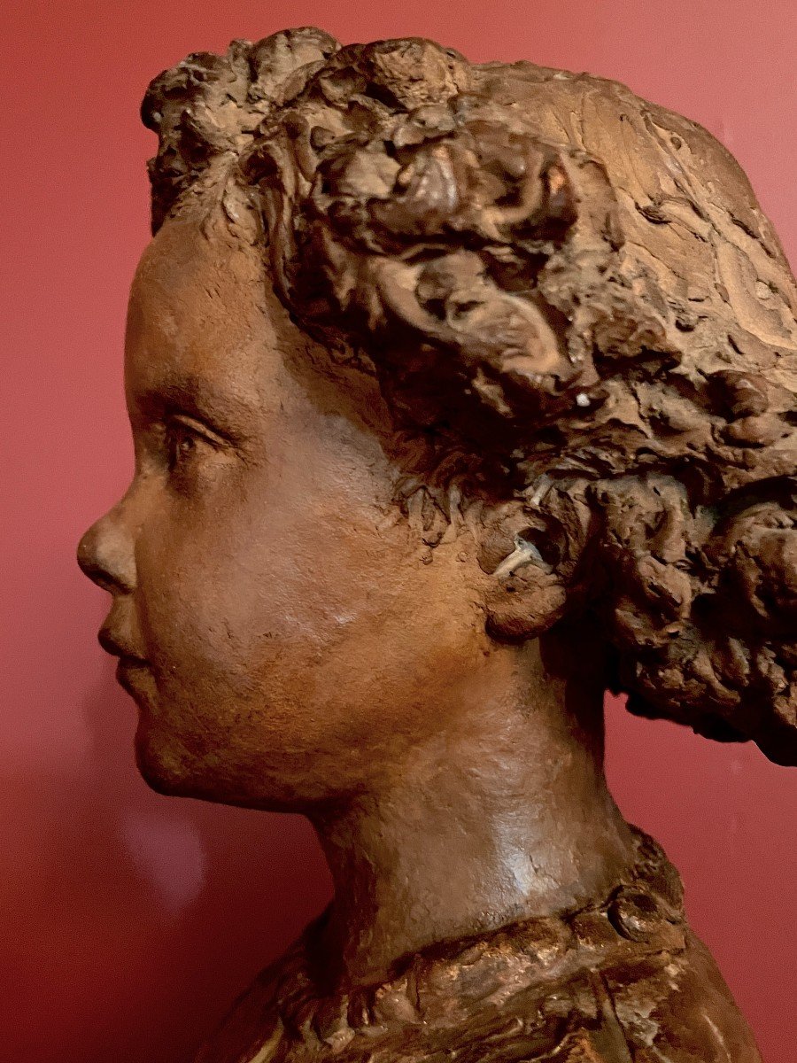 Jules Blanchard - Portrait Of A Child - Terracotta Bust - 1867 --photo-3