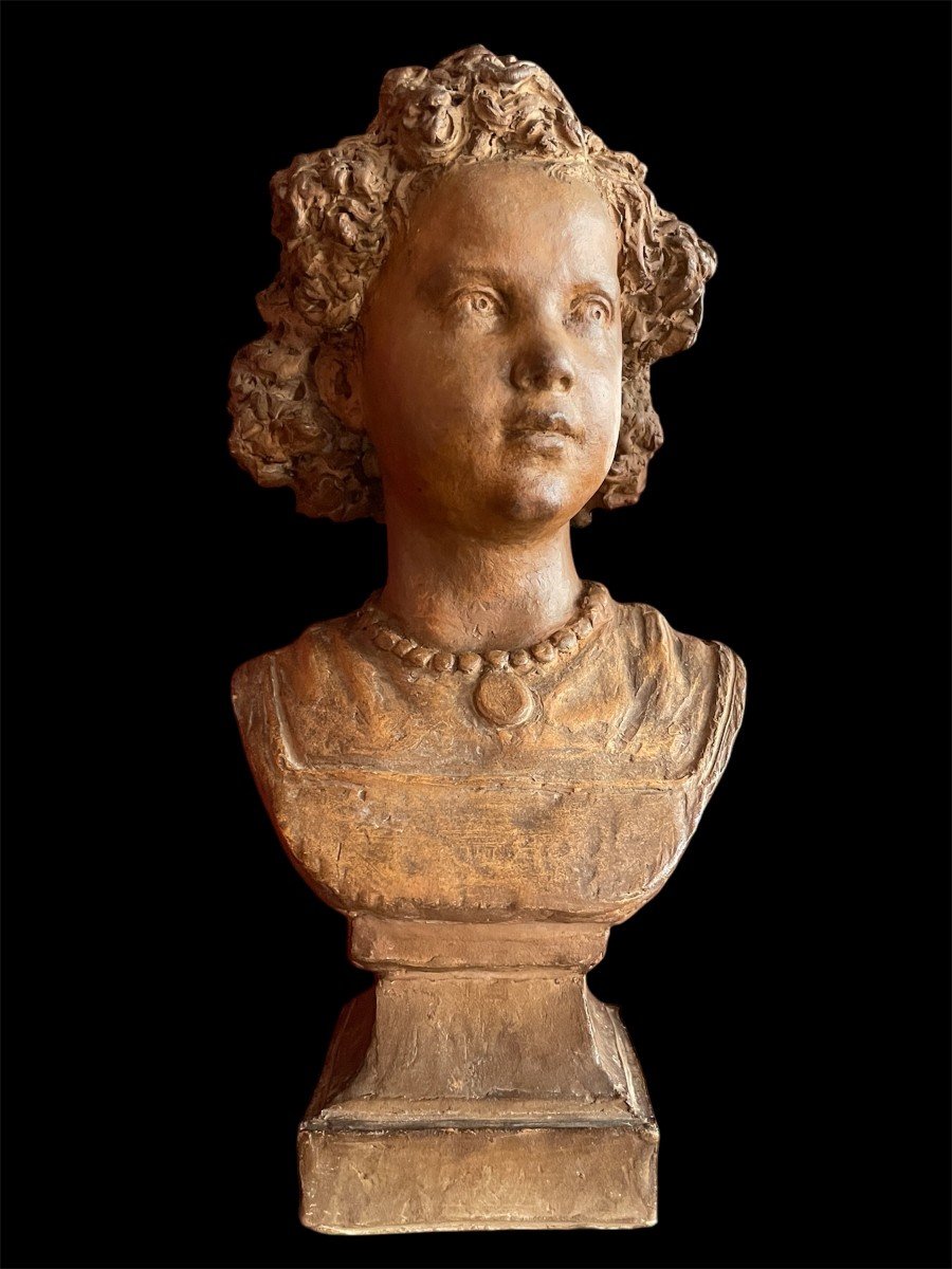 Jules Blanchard - Portrait Of A Child - Terracotta Bust - 1867 -