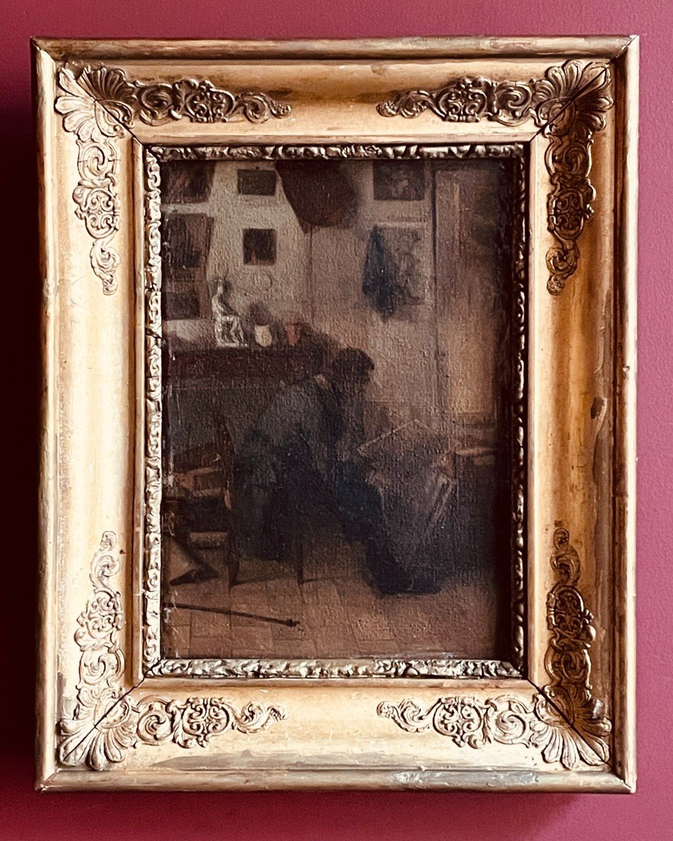 Jacques Gustave Hamelin - Self-portrait Of The Artist In His Studio - 1847-photo-2