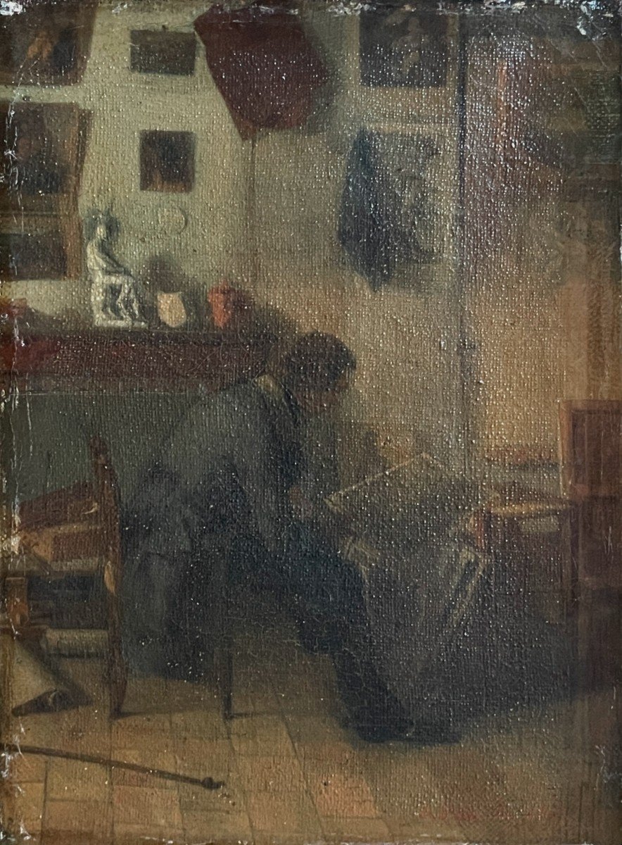 Jacques Gustave Hamelin - Self-portrait Of The Artist In His Studio - 1847