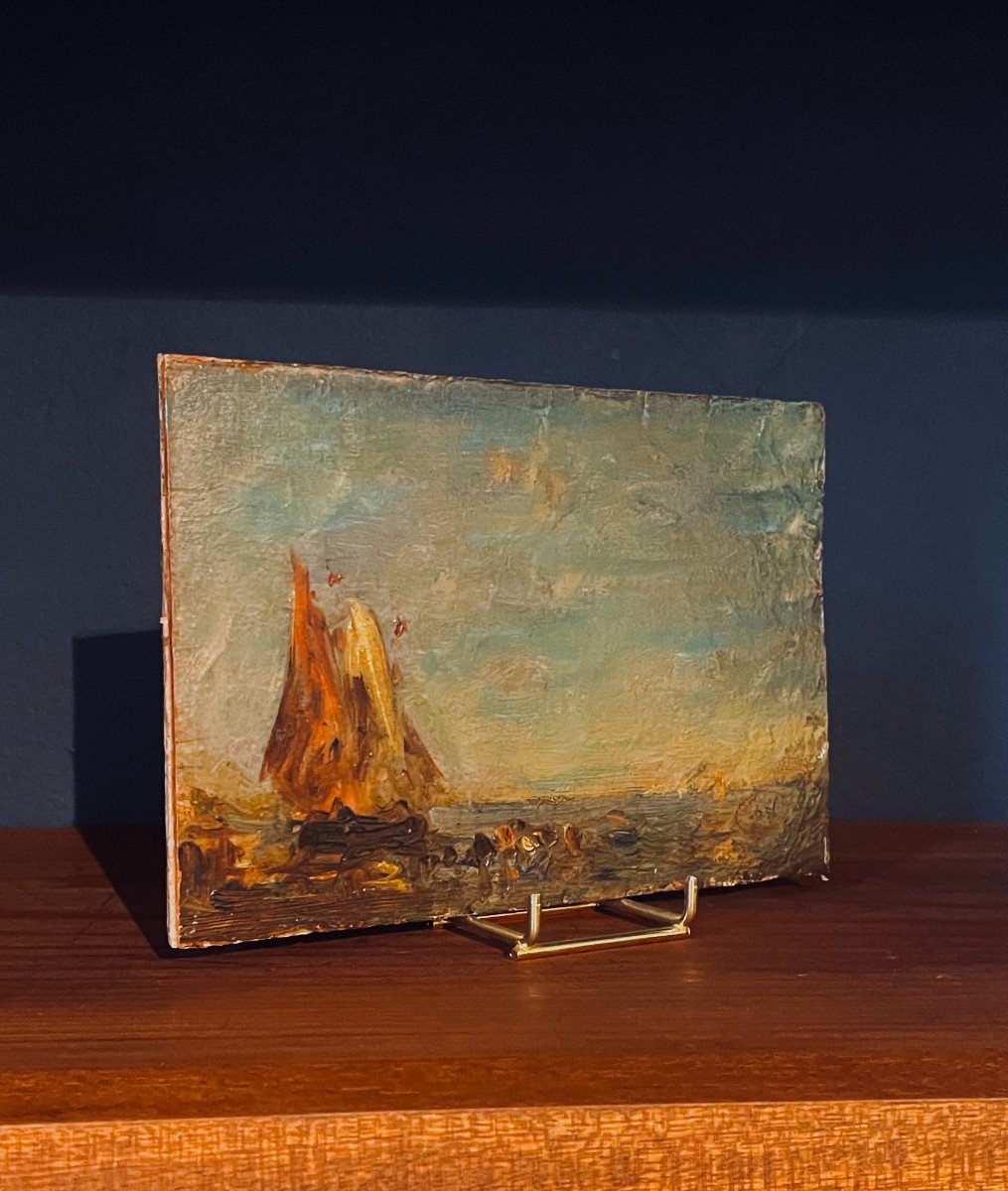 Félix Ziem - Marine - Oil On Panel - Studio Stamp - Venice-photo-2