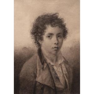 French School From The End Of The 18th Century - Portrait Of A Young Boy - Drawing 