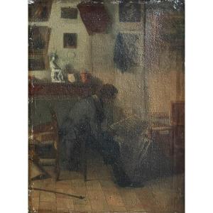 Jacques Gustave Hamelin - Autoportrait De l'Artiste Dans Son Atelier - 1847