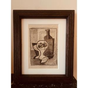 Jean Souverbie - Nature Morte Cubiste - Dessin 