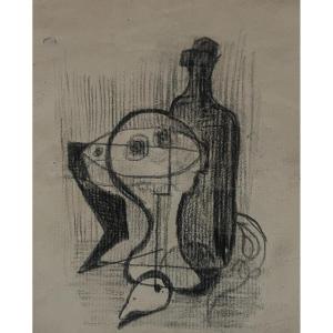 Jean Souverbie - Nature Morte Cubiste - Dessin 