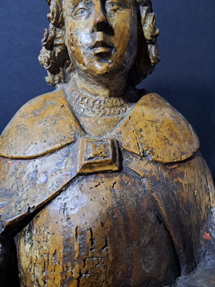 France, Early 16th Century, Sculpture Of Saint Maurice H 70 Cm-photo-4