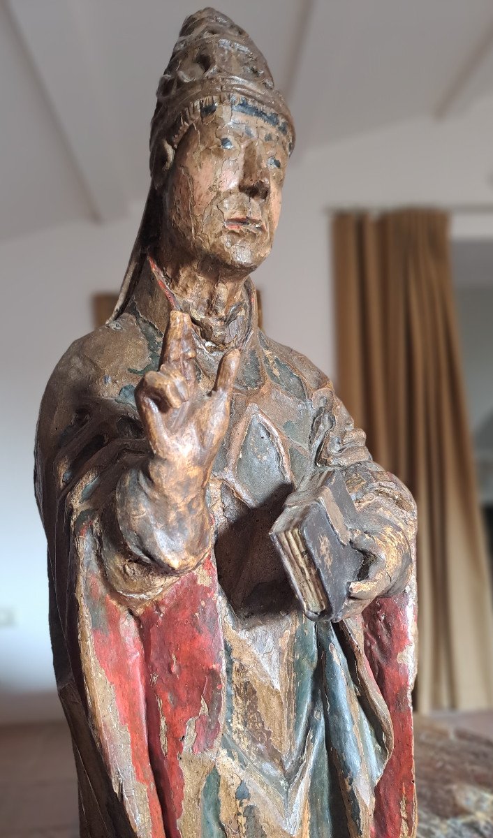 France, Auvergne, Early 16th Century, Sculpture Of Saint Man H 85 Cm-photo-4