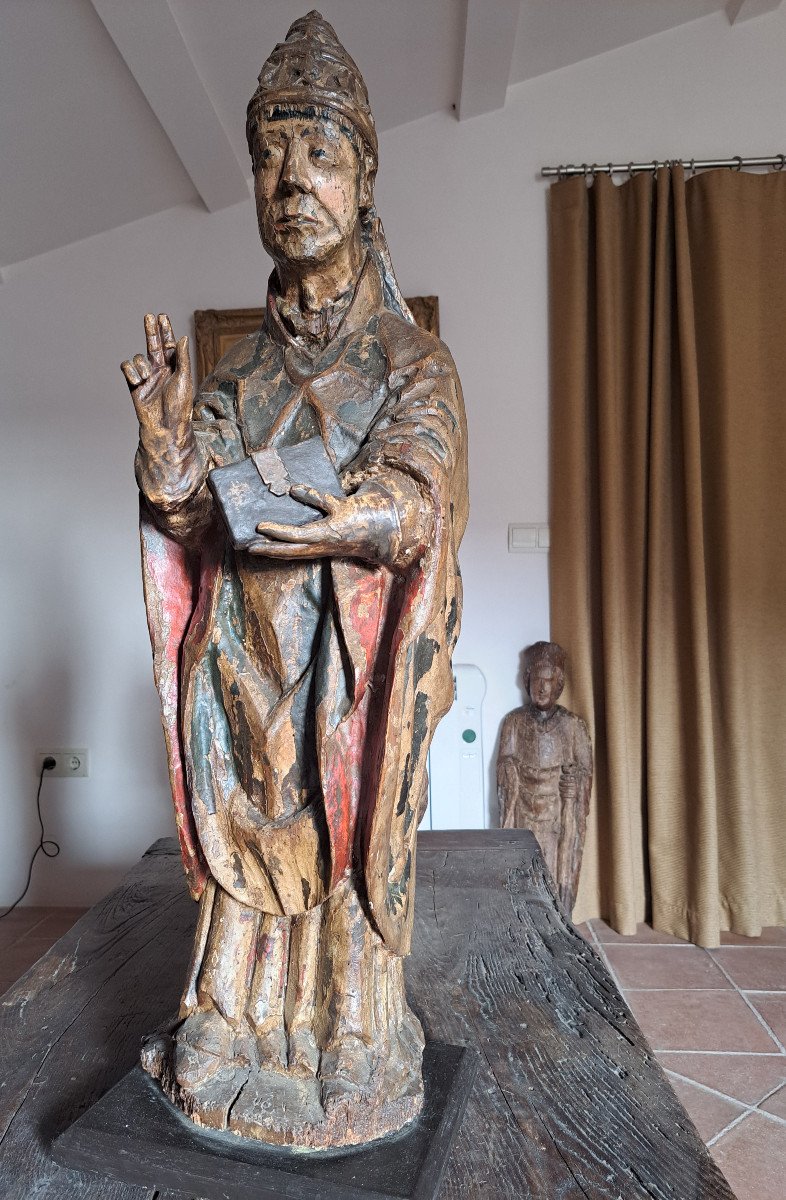 France, Auvergne, Early 16th Century, Sculpture Of Saint Man H 85 Cm-photo-8