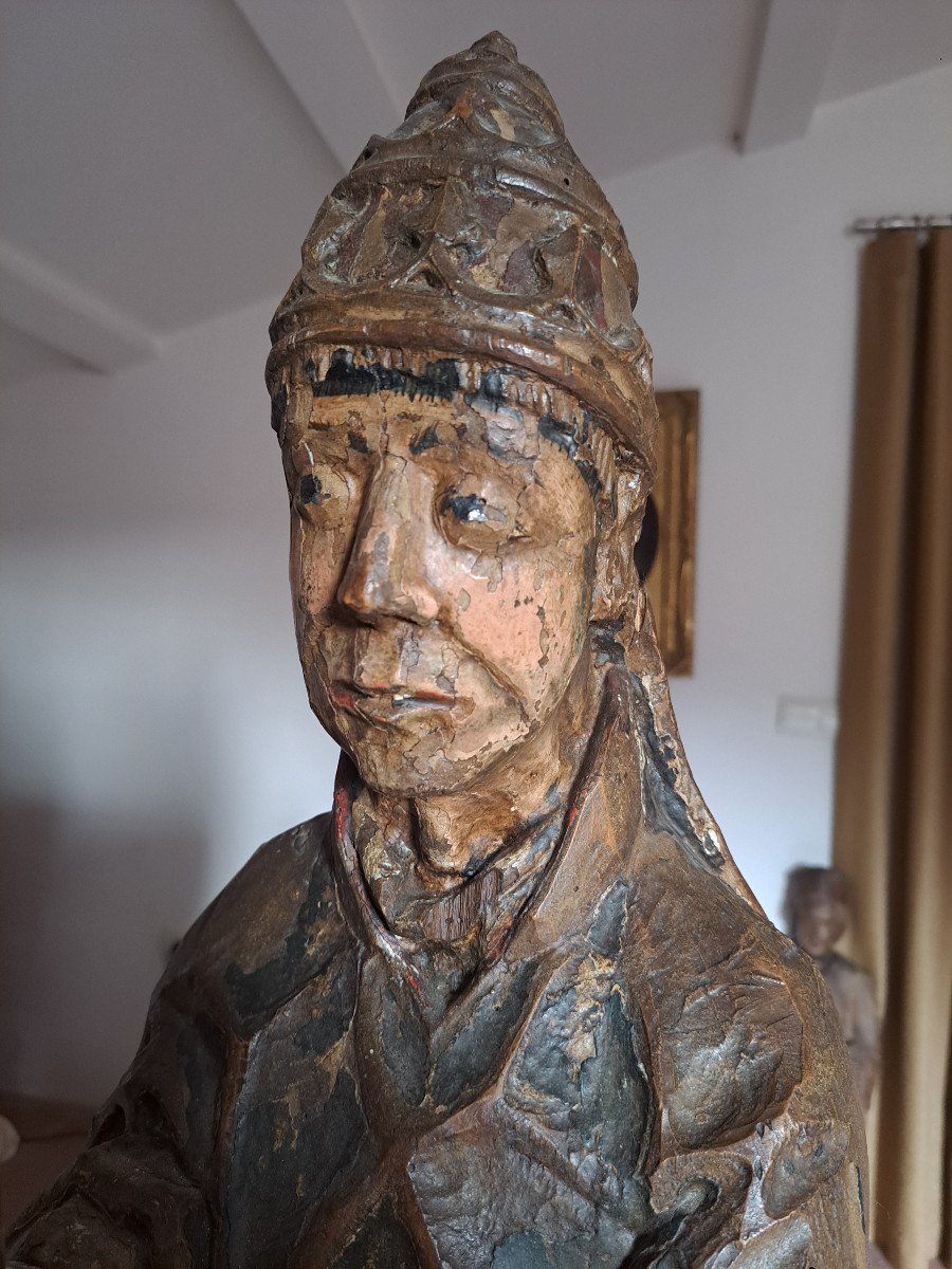 France,  Auvergne, Début XVIè,  Sculpture De Saint Homme  H 85 Cm