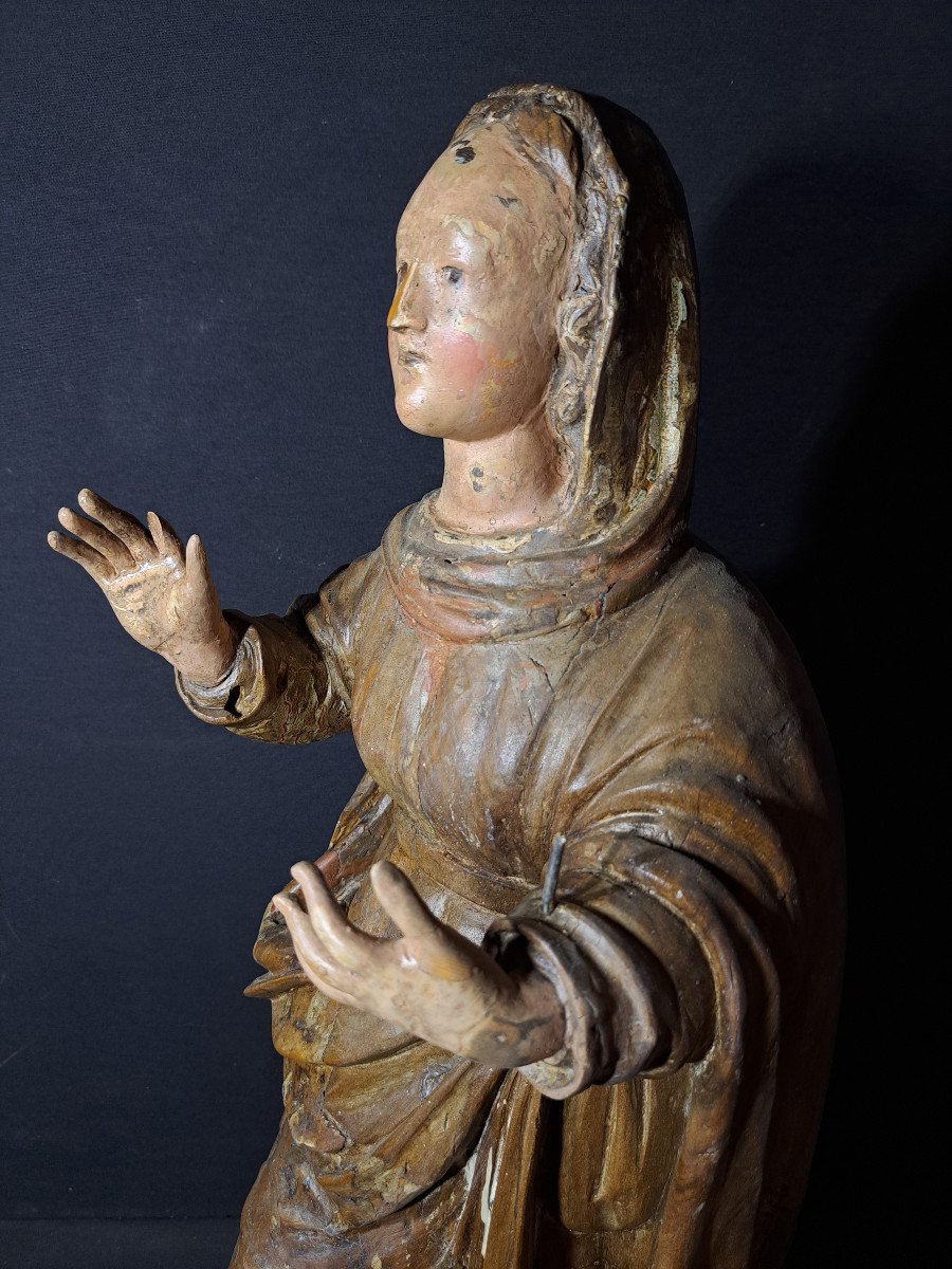France 18th Century, Sculpture Of Virgin And Child Holding The Globe (h 66 Cm)-photo-3