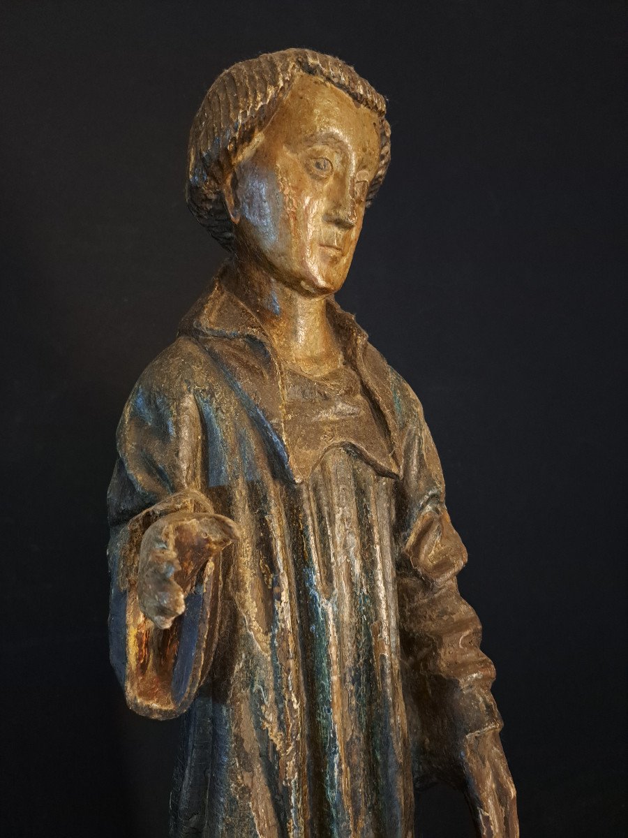 France,  Seconde moitié du XVè , Sculpture de Saint Jean de Réôme  (H 73cm)-photo-2