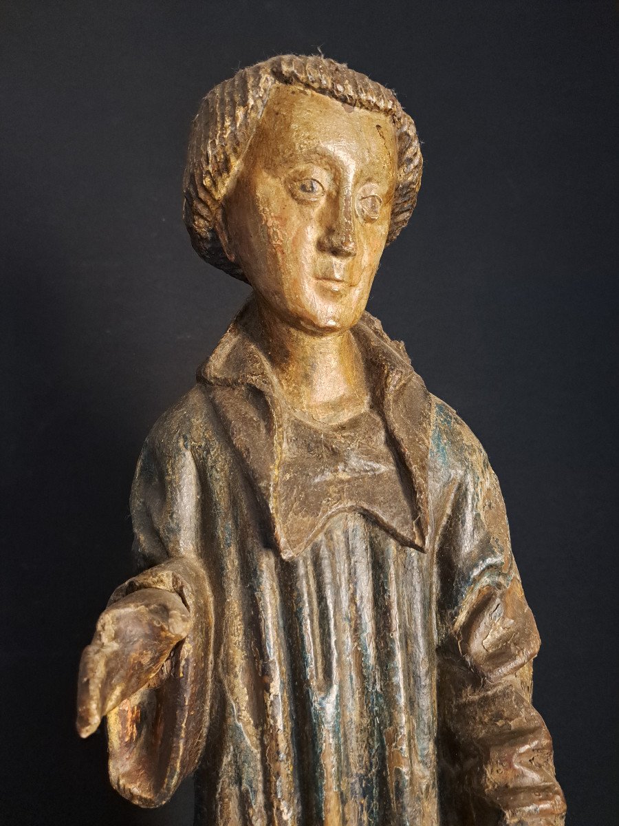 France,  Seconde moitié du XVè , Sculpture de Saint Jean de Réôme  (H 73cm)-photo-4