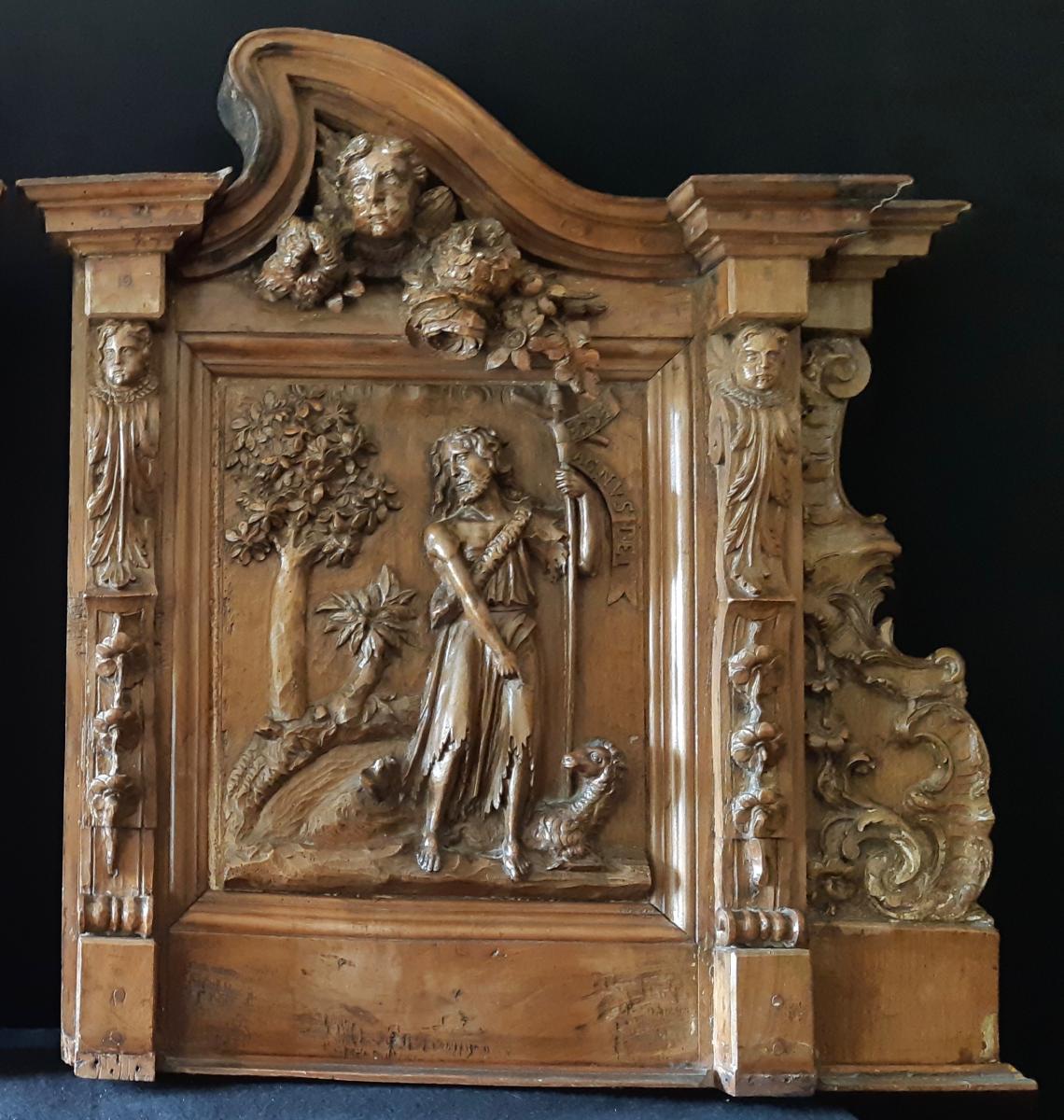 Walnut Carved Retable Elements XVII (h 67,5 Cm / L 62 Cm Each)-photo-3