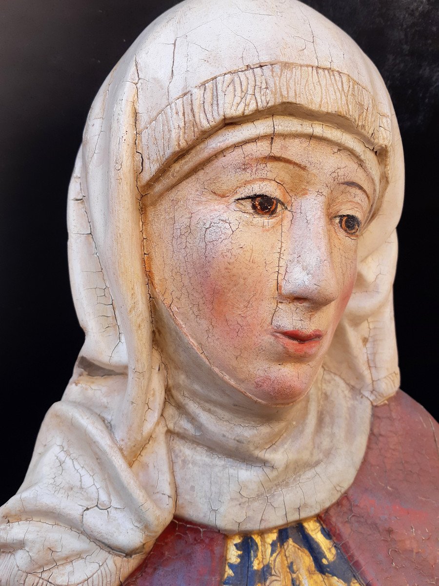 South Germany, Early 17th Century: Wooden Bust Of A Woman (h 36.5 Cm)-photo-2