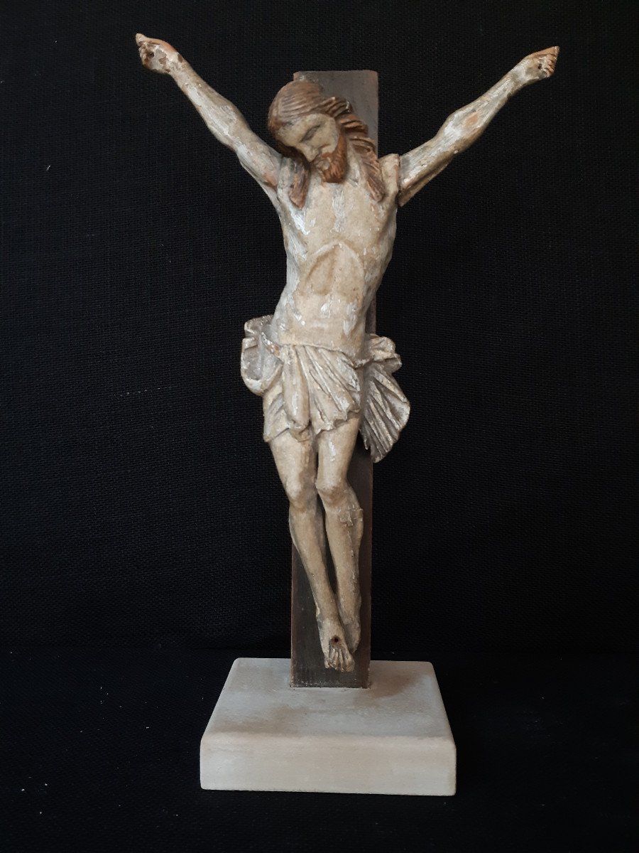 Early 18th Century Carved Wood Sculpture, Corpus Christi (h 30 Cm)