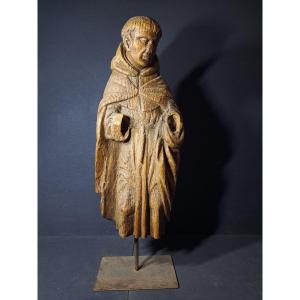 France 15th Century, Sculpture Of Saint Dominic H 63 Cm