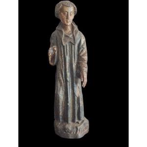 France,  Seconde moitié du XVè , Sculpture de Saint Jean de Réôme  (H 73cm)