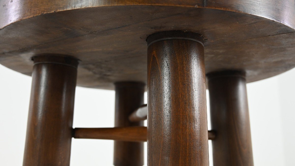 Charles Dudouyt, Side Table In Solid Oak And Cane. C.1940-photo-7