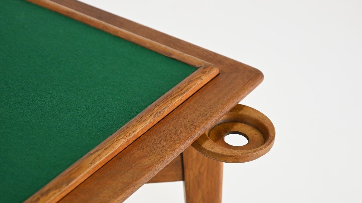 Vintage Oak Game Table, In The Manner Of Roger Landault C.1950-photo-2