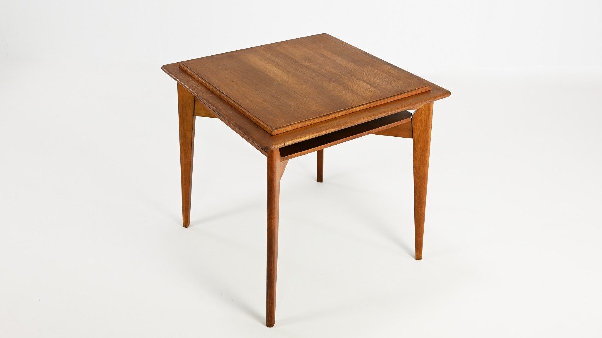 Vintage Oak Game Table, In The Manner Of Roger Landault C.1950-photo-8