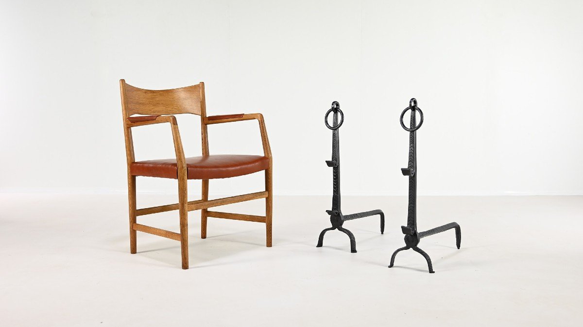 Pair Of Wrought Iron Andirons. France, 18th Century-photo-8