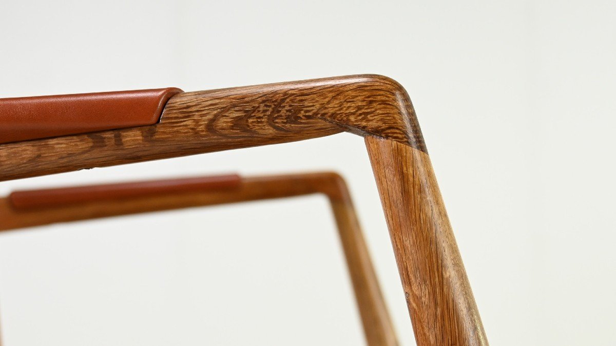 Hans J. Wegner, Town Hall Chair. Oak And Leather, Denmark, Circa 1940-photo-8