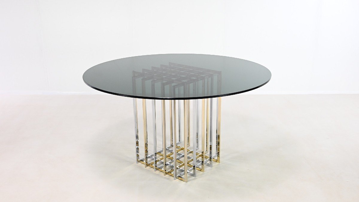 Pierre Cardin, “cage” Dining Table, Chrome And Gilded Chrome. France, C.1970.-photo-3