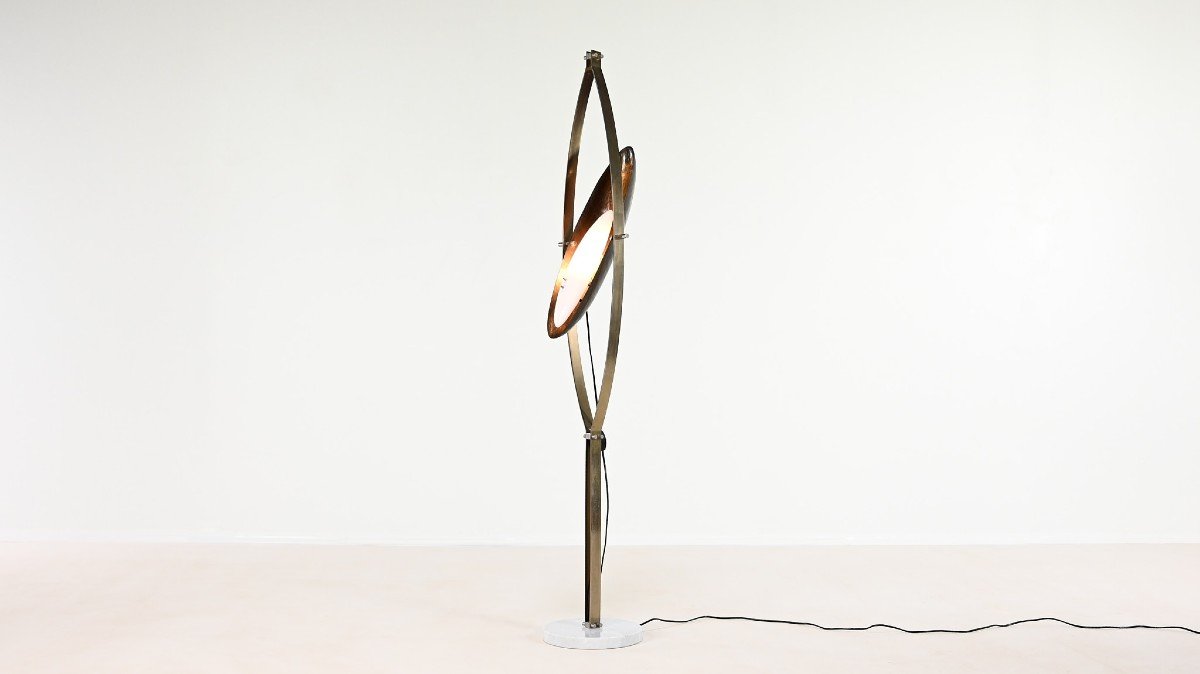 Goffredo Reggiani, Floor Lamp In Steel, Marble, Acrylic Glass And Copper. Italy, C.1960-photo-3