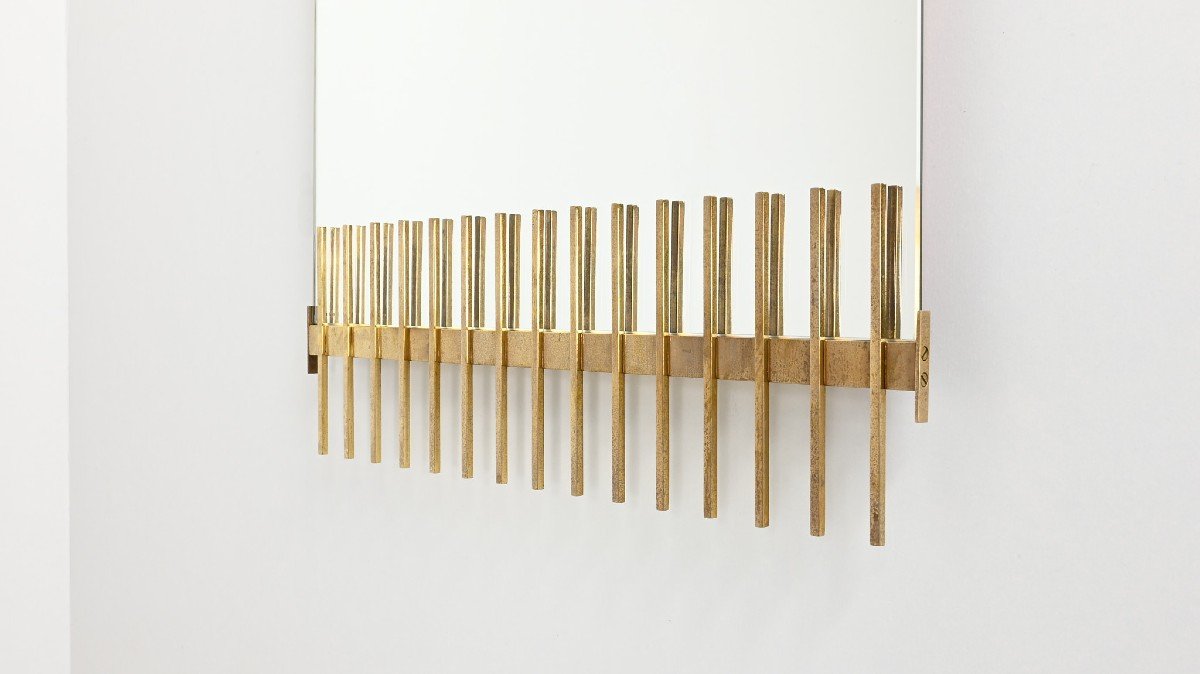 Ettore Sottsass, Mirror In Brass For Santambrogio & De Berti. Italy, 1960.-photo-1