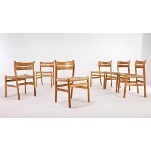 Børge Mogensen, Suite De 6 Chaises Bm-1 Pour C.m Madsens Møbelfabrik