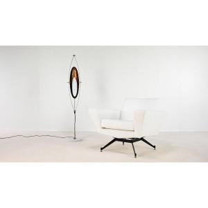 Goffredo Reggiani, Floor Lamp In Steel, Marble, Acrylic Glass And Copper. Italy, C.1960