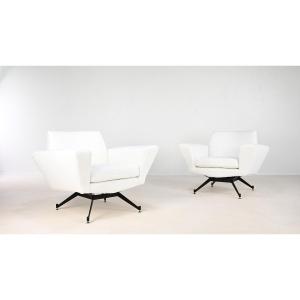 Studio Tecnico A.p.a, Pair Of Armchairs Model M530 For Lenzi. Italy, C.1950