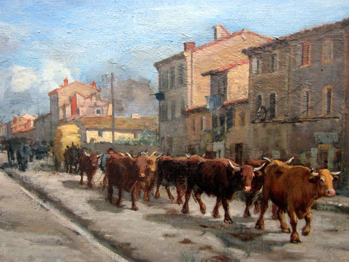 Walter Biddlecombe (1855-1903) Troupeau De Vaches Traversant Le Village -photo-5