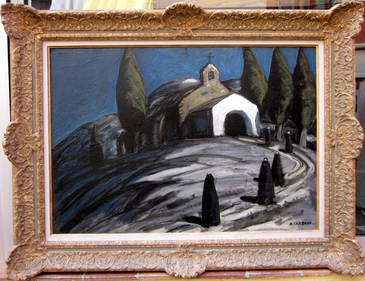 Auguste Chabaud (1882-1955) Vers La Chapelle Saint Sixte d'Eygalières-photo-2