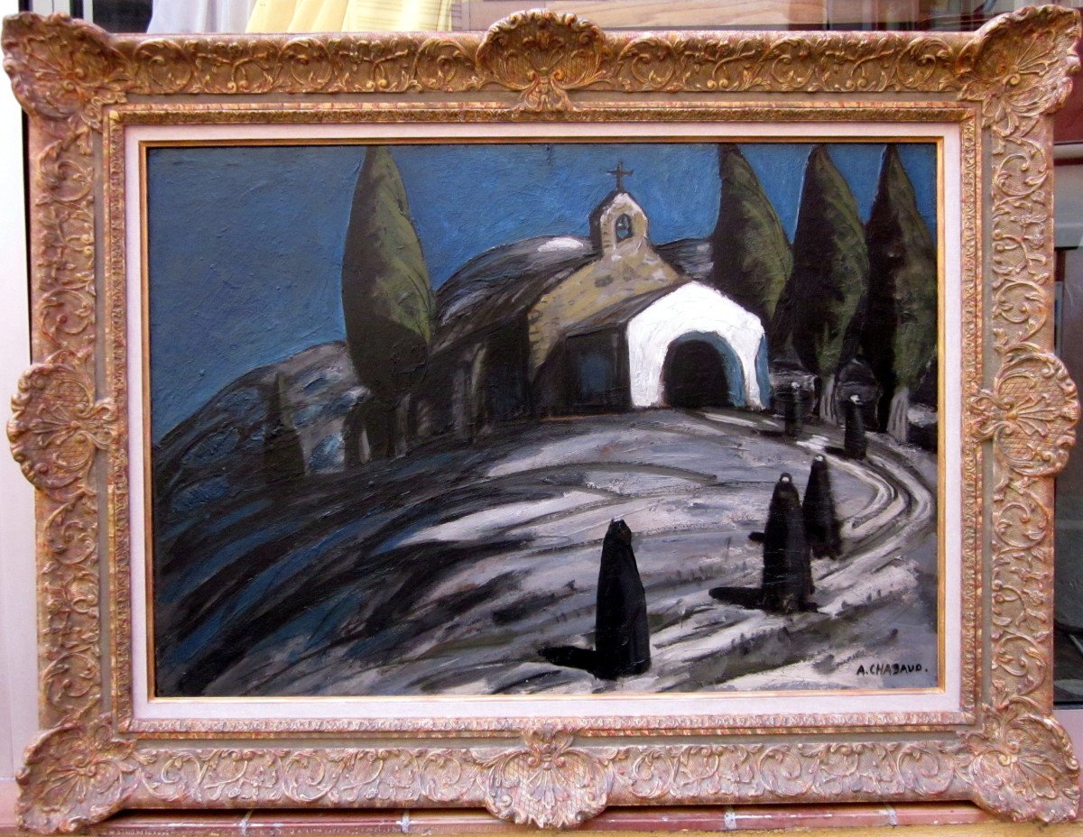 Auguste Chabaud (1882-1955) Vers La Chapelle Saint Sixte d'Eygalières-photo-4