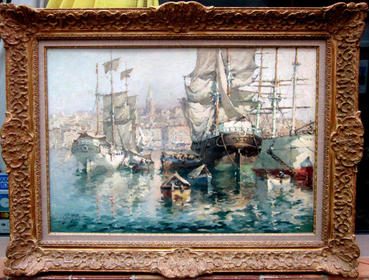 Gilbert Galland (1870-1950) Ships In The Old Port Of Marseille-photo-6