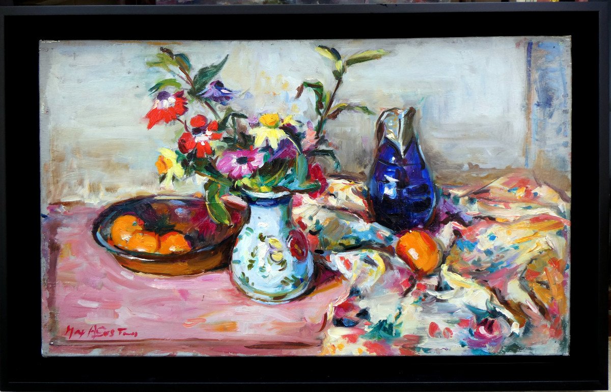 Max Agostini (1914-1997) Still Life With Apricots And Anemones-photo-6