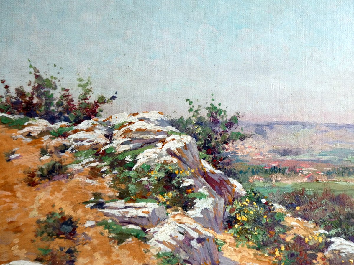 Théophile Décanis (1847-1917) Jeune Femme Dans Un Paysage Provençal-photo-4