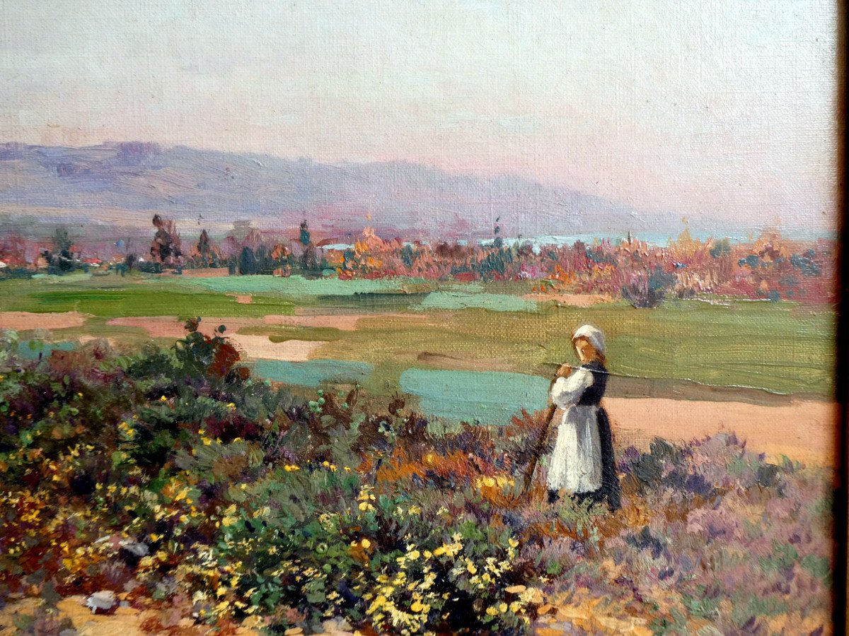 Théophile Décanis (1847-1917) Jeune Femme Dans Un Paysage Provençal-photo-3