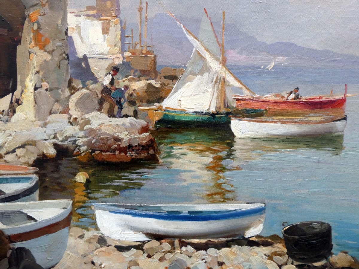 Enrico Bianchini (1903-1971) Bord De Mer aux environs de Naples-photo-3