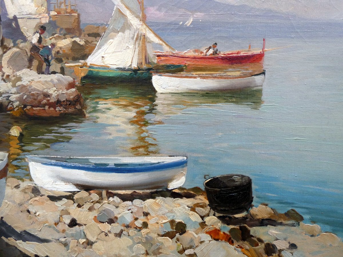 Enrico Bianchini (1903-1971) Bord De Mer aux environs de Naples-photo-4