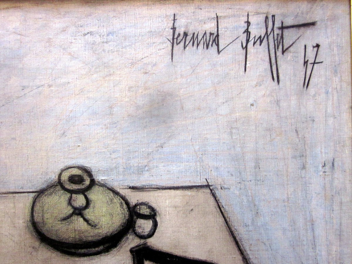 Bernard Buffet (1928-1999) Nature Morte Au Fer à Repasser Et Bougeoir -photo-3