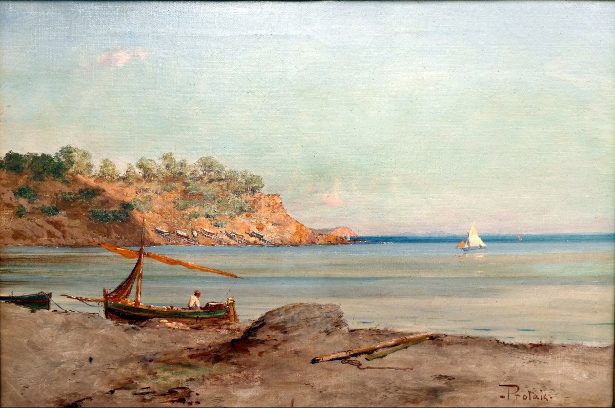 Victor Protais (1870-1905) Seaside In The Var Around La Seyne Sur Mer