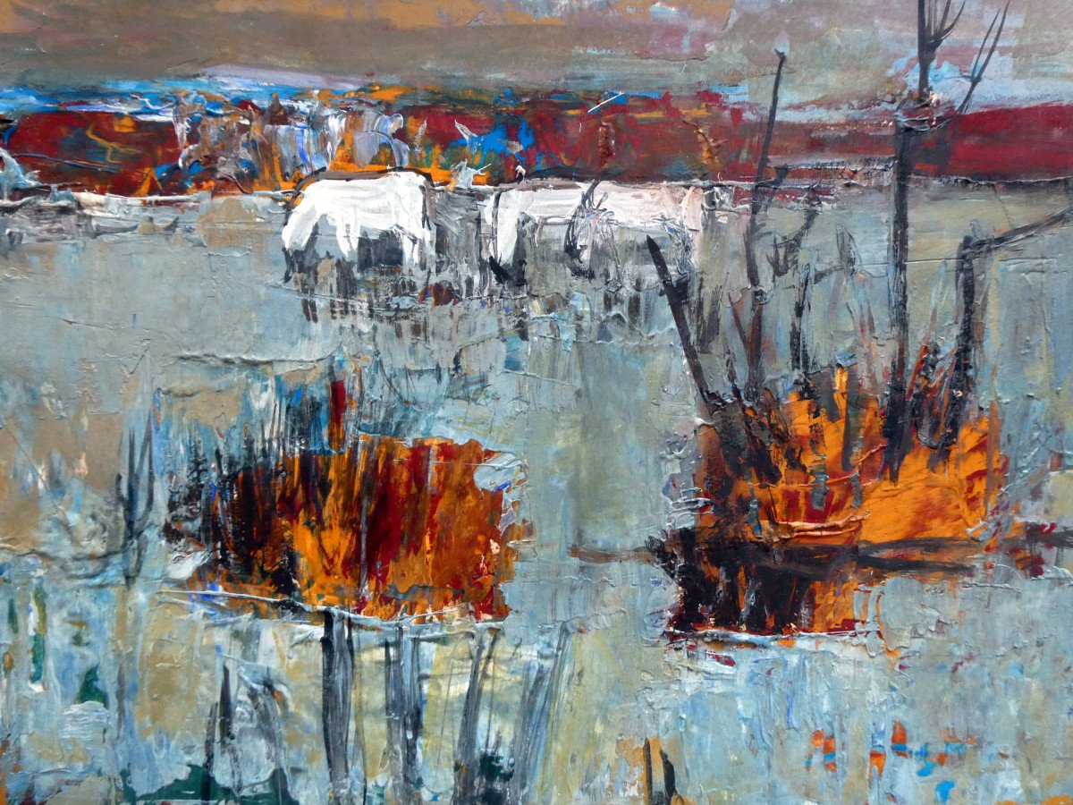 Raymond Guerrier (1920-2002) Horses In A Pond In The Camargue-photo-4
