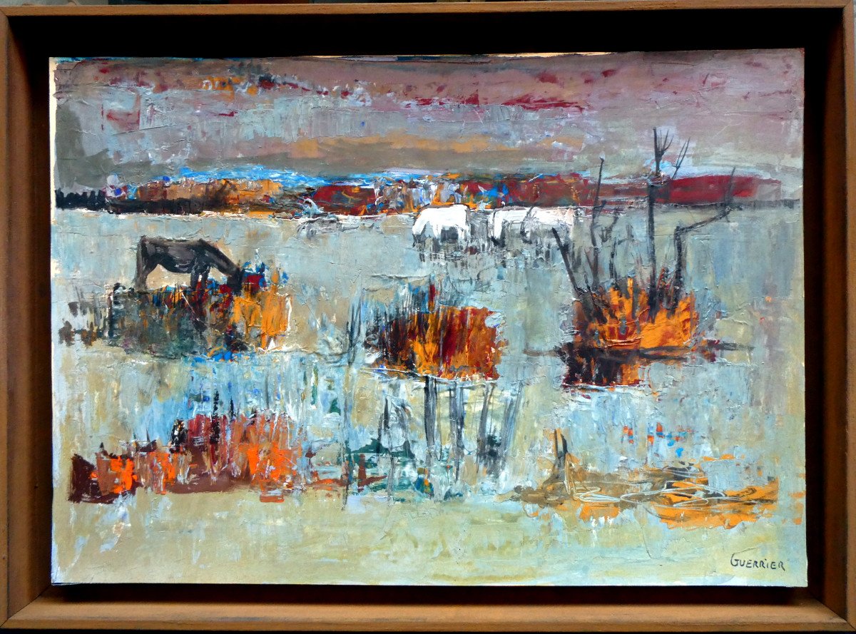Raymond Guerrier (1920-2002) Horses In A Pond In The Camargue-photo-6
